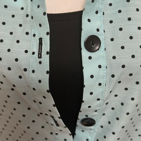Dressbarn Polka Dot Twofer Tank Blouse Cute Sleeve Details Like New Size 18/20 - Picture 3 of 11